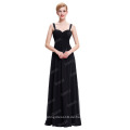 Starzz Schatz ärmelloses schwarzes Chiffon Abendkleid lang ST000065-1